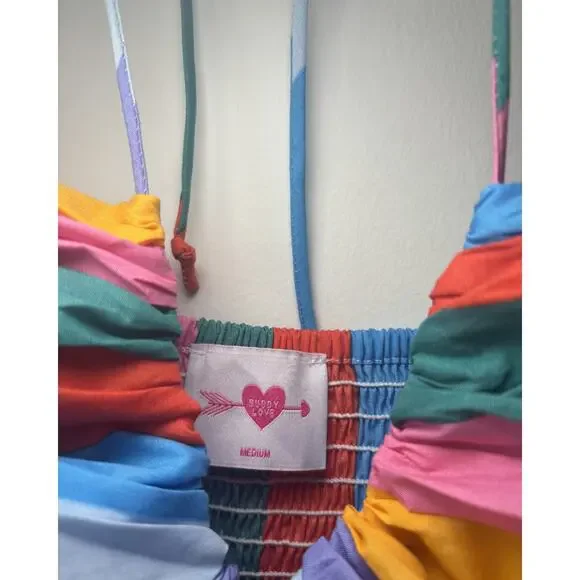 Gerty Midi Dress Buddy Love Rainbow Striped Dress - Picture 3 of 8